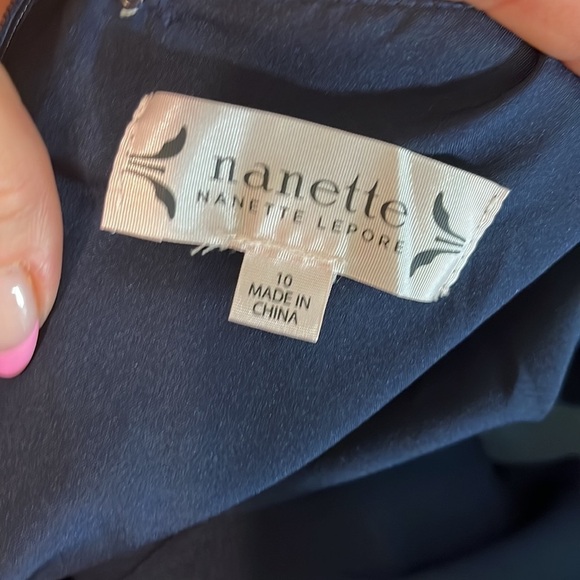 Nanette Lepore Dress Lace Sleeves Tweed Metallic Skirt Section V-neck Size 10 - Picture 8 of 11